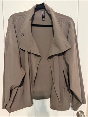 MarlaWynne Olive Taupe Funnel Neck Lagenlook Cropped Trench Size 18W